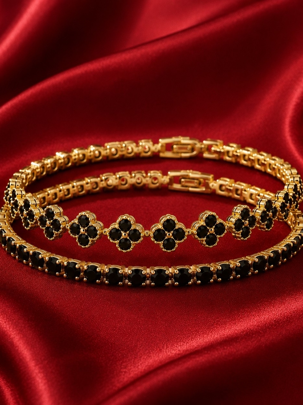 Midnight Glam Black & Gold Bracelet Set